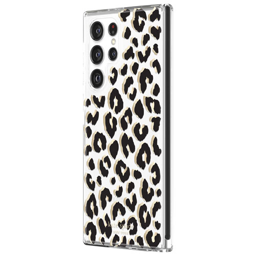 kate spade new york Fitted Hard Shell Case for Galaxy S22 Ultra - Leopard Black