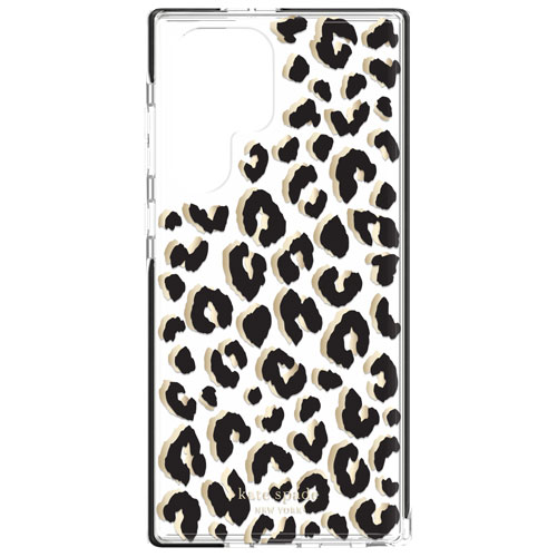 kate spade new york Fitted Hard Shell Case for Galaxy S22 Ultra - Leopard Black
