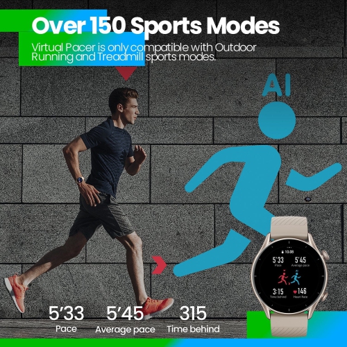 Amazfit GTR 3- Ultra HD 1.39" Display/ZEPP OS/21 days Battery Life/Bio Tracker 3.0/150+ Sport Modes (Moonlight Grey)
