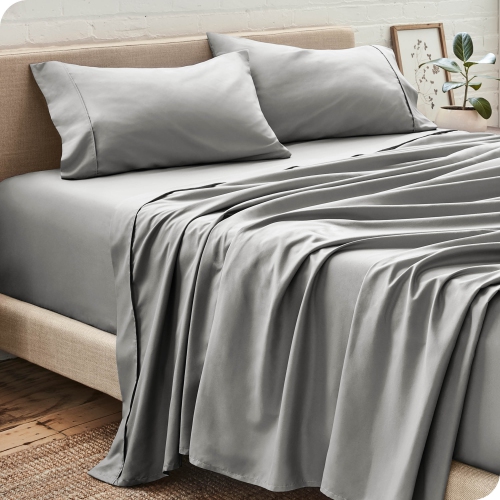 BARE HOME  Sheet Set - Premium 1800 Ultra-Soft Microfiber - Double Brushed - Hypoallergenic - Wrinkle Resistant (Light Gray, Full Xl)