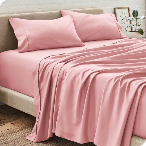 Bare Home Sheet Set Premium 1800 Ultra Soft Microfiber Double Brushed Hypoallergenic Wrinkle Resistant Light Pink Twin