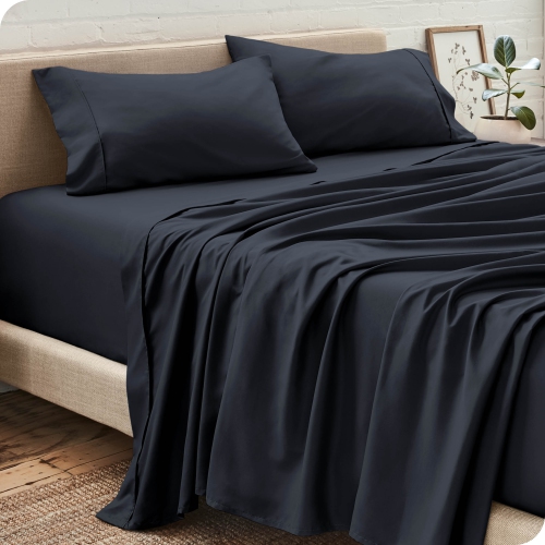 BARE HOME  Sheet Set - Premium 1800 Ultra-Soft Microfiber - Double Brushed - Hypoallergenic - Wrinkle Resistant (Midnight Blue, Queen)