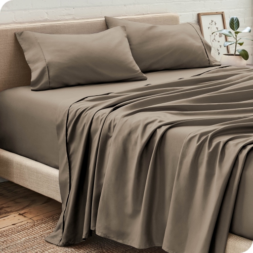 BARE HOME  Sheet Set - Premium 1800 Ultra-Soft Microfiber - Double Brushed - Hypoallergenic - Wrinkle Resistant (Taupe, California King)