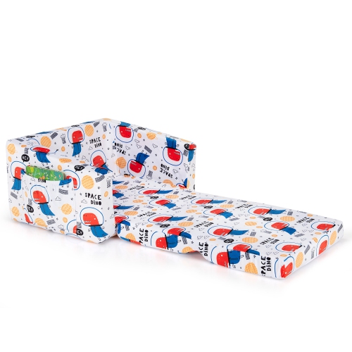 Topbuy 2-in-1 Convertible Kids Sofa Flip Open Couch w/Sturdy Sponge Construction&Velvet Fabric White&Red&Blue