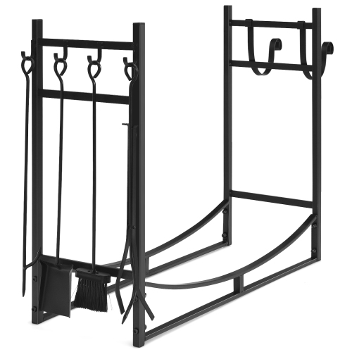 Topbuy 36" Firewood Rack with Tool Set 36" Fireplace Log Holder for Indoor&Outdoor Wood Stacker Lumbar Storage Organizer
