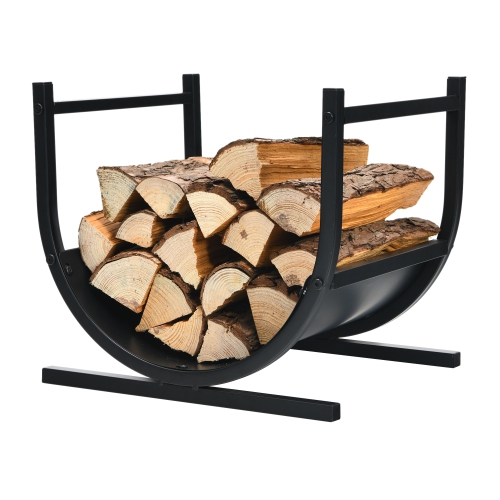 Topbuy 17"U-Shaped Firewood Rack Heavy-Duty Iron Log Rack with Stable Base for Indoor&Outdoor Wood Stacker Storage Organizer