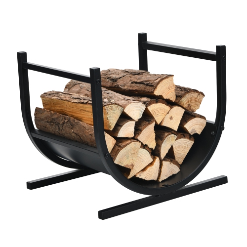 Topbuy 17"U-Shaped Firewood Rack Heavy-Duty Iron Log Rack with Stable Base for Indoor&Outdoor Wood Stacker Storage Organizer