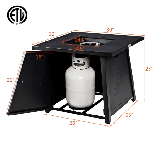 Topbuy 50,000 BTU Square Outdoor Propane Fire Pit Table with Waterproof Cover Lava Rock