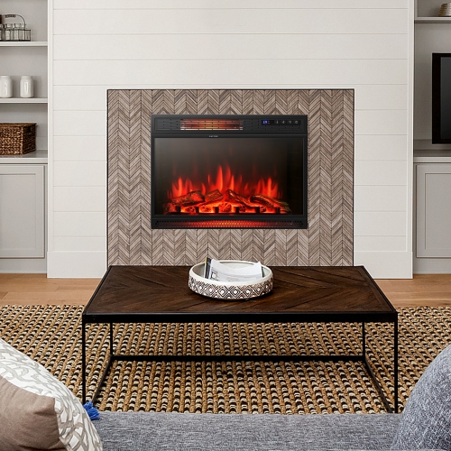 Topbuy 25" Electric Fireplace Wall Recessed Electric Heater w/Remote Control Touch Screen Thermostat Timer