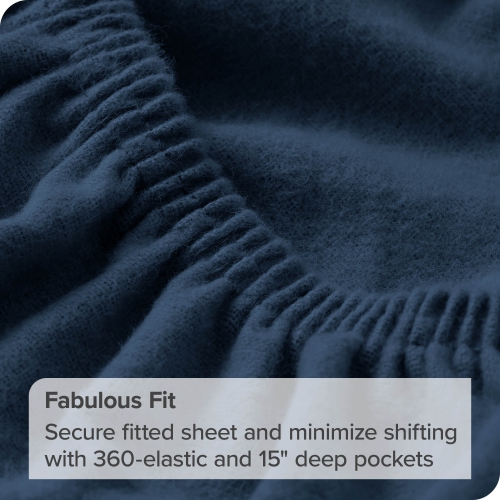 Bare Home Flannel Sheet Set 100% Cotton, Velvety Soft Heavyweight - Double Brushed Flannel - Deep Pocket