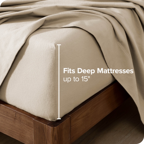 Bare Home Flannel Sheet Set 100% Cotton, Velvety Soft Heavyweight - Double Brushed Flannel - Deep Pocket