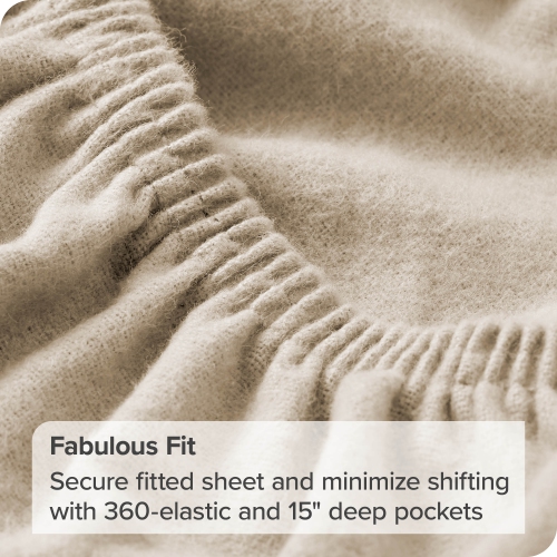 Bare Home Flannel Sheet Set 100% Cotton, Velvety Soft Heavyweight - Double Brushed Flannel - Deep Pocket