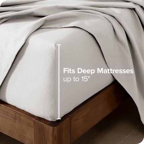 Bare Home Flannel Sheet Set 100% Cotton, Velvety Soft Heavyweight - Double Brushed Flannel - Deep Pocket