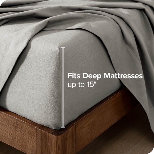 Bare Home Flannel Sheet Set 100% Cotton, Velvety Soft Heavyweight - Double Brushed Flannel - Deep Pocket