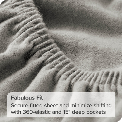 Bare Home Flannel Sheet Set 100% Cotton, Velvety Soft Heavyweight - Double Brushed Flannel - Deep Pocket