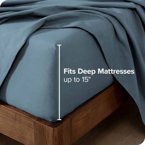 Bare Home Flannel Sheet Set 100% Cotton, Velvety Soft Heavyweight - Double Brushed Flannel - Deep Pocket