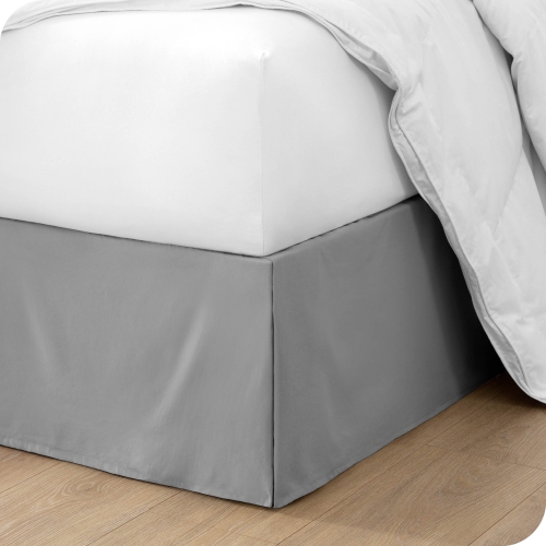Bare Home Bed Skirt Double Brushed Premium Microfiber, 15-Inch Tailored Drop Pleated Ruffle, 1800 Ultra-Soft, Shrink Resistant - Full XL, Light Grey