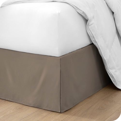 Bare Home Bed Skirt Double Brushed Premium Microfiber, 15-Inch Tailored Drop Pleated Ruffle, 1800 Ultra-Soft, Shrink Resistant - Full, Taupe