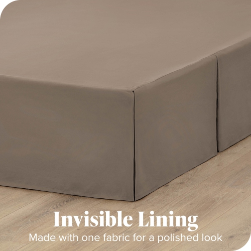 Bare Home Bed Skirt Double Brushed Premium Microfiber, 15-Inch Tailored Drop Pleated Ruffle, 1800 Ultra-Soft, Shrink Resistant - Full, Taupe