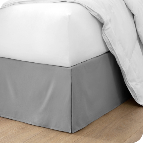 Bare Home Bed Skirt Double Brushed Premium Microfiber, 15-Inch Tailored Drop Pleated Ruffle, 1800 Ultra-Soft, Shrink Resistant - Twin, Light Grey