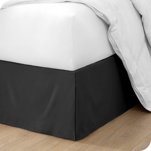 Bare Home Bed Skirt Double Brushed Premium Microfiber, 15-Inch Tailored Drop Pleated Ruffle, 1800 Ultra-Soft, Shrink Resistant - Full, Black