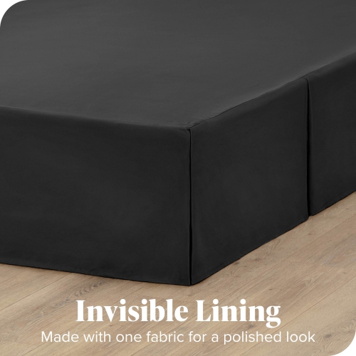 Juponnage Bare Home double brossé microfibre Premium, pli ajusté 15 po, 1800 ultra-doux, résistant aux pertes - simple TG, noir