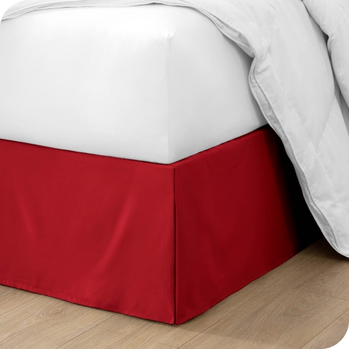 Bare Home Bed Skirt Double Brushed Premium Microfiber, 15-Inch Tailored Drop Pleated Ruffle, 1800 Ultra-Soft, Shrink Resistant - Twin XL, Red