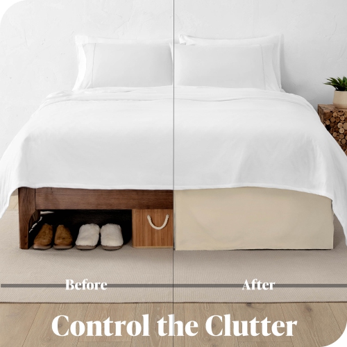 Bare Home Bed Skirt Double Brushed Premium Microfiber, 15-Inch Tailored Drop Pleated Ruffle, 1800 Ultra-Soft, Shrink Resistant - Twin XL, Sand