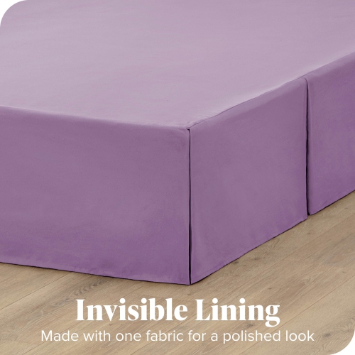 Bare Home Bed Skirt Double Brushed Premium Microfiber, 15-Inch Tailored Drop Pleated Ruffle, 1800 Ultra-Soft, Shrink Resistant - Queen, Lavender