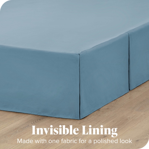 Jupe de lit Bare Home microfibre brossé double Premium, volants plissés droits 15 po, 1800 ultra-doux, résistant aux pertes - TG simple, bleu Coronet