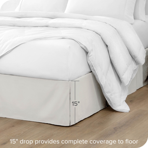 Bare Home Bed Skirt Double Brushed Premium Microfiber, 15-Inch Tailored Drop Pleated Ruffle, 1800 Ultra-Soft, Shrink Resistant - Twin, Cream