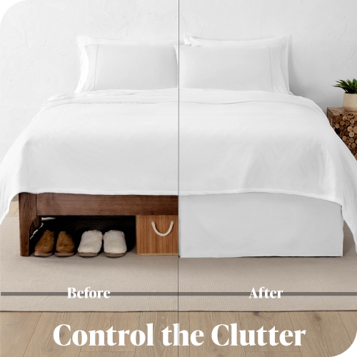 Bare Home Bed Skirt Double Brushed Premium Microfiber, 15-Inch Tailored Drop Pleated Ruffle, 1800 Ultra-Soft, Shrink Resistant - Twin, White