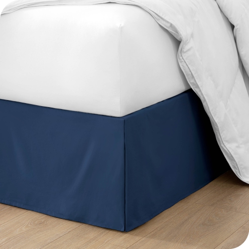 Bare Home Bed Skirt Double Brushed Premium Microfiber, 15-Inch Tailored Drop Pleated Ruffle, 1800 Ultra-Soft, Shrink Resistant - Twin, Dark Blue