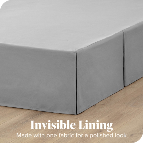 Bare Home Bed Skirt Double Brushed Premium Microfiber, 15-Inch Tailored Drop Pleated Ruffle, 1800 Ultra-Soft, Shrink Resistant - Queen, Light Grey