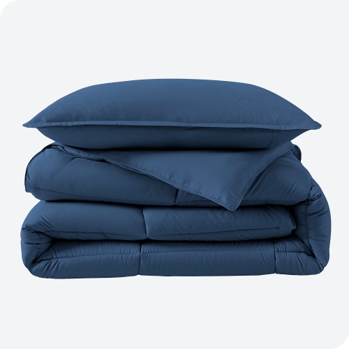 Bare Home Comforter Set - Goose Down Alternative - Ultra-Soft - Hypoallergenic - All Season Breathable Warmth - Twin/Twin XL, Dark Blue