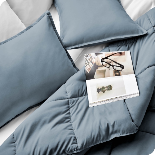 Bare Home Comforter Set - Goose Down Alternative - Ultra-Soft - Hypoallergenic - All Season Breathable Warmth - Queen, Coronet Blue