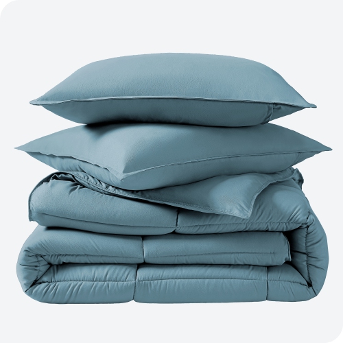 Bare Home Comforter Set - Goose Down Alternative - Ultra-Soft - Hypoallergenic - All Season Breathable Warmth - Queen, Coronet Blue
