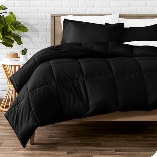 Bare Home Comforter Set - Goose Down Alternative - Ultra-Soft - Hypoallergenic - All Season Breathable Warmth - Queen, Black