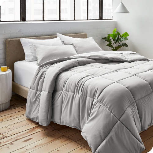 Bare Home Comforter Set - Goose Down Alternative - Ultra-Soft - Hypoallergenic - All Season Breathable Warmth - Full, Light Grey