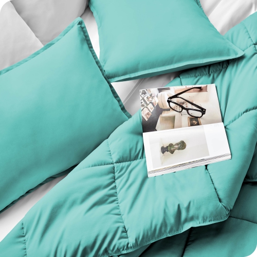 Bare Home Comforter Set - Goose Down Alternative - Ultra-Soft - Hypoallergenic - All Season Breathable Warmth - Twin/Twin XL, Aqua