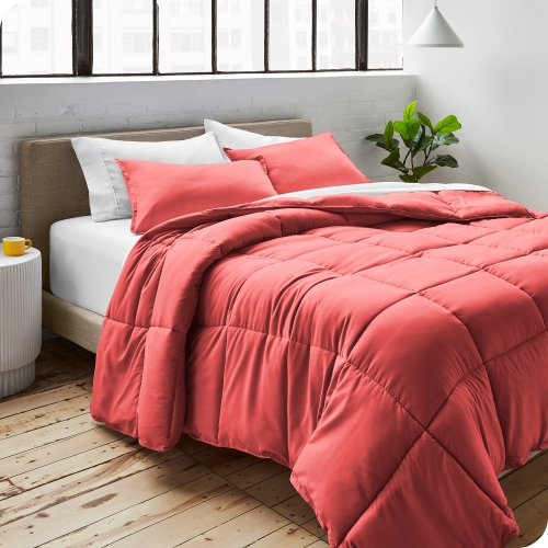Bare Home Comforter Set - Goose Down Alternative - Ultra-Soft - Hypoallergenic - All Season Breathable Warmth - Twin/Twin XL, Pink
