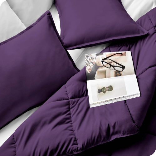 Bare Home Comforter Set - Goose Down Alternative - Ultra-Soft - Hypoallergenic - All Season Breathable Warmth - Twin/Twin XL, Plum