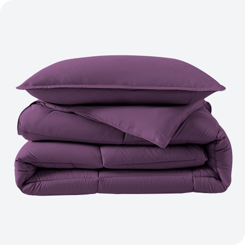 Bare Home Comforter Set - Goose Down Alternative - Ultra-Soft - Hypoallergenic - All Season Breathable Warmth - Twin/Twin XL, Plum