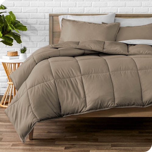 Bare Home Comforter Set - Goose Down Alternative - Ultra-Soft - Hypoallergenic - All Season Breathable Warmth - Queen, Taupe