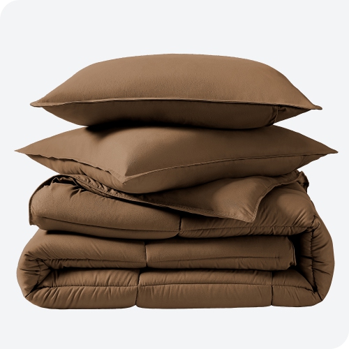 Bare Home Comforter Set - Goose Down Alternative - Ultra-Soft - Hypoallergenic - All Season Breathable Warmth - King/California King, Cocoa