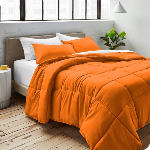 Bare Home Comforter Set - Goose Down Alternative - Ultra-Soft - Hypoallergenic - All Season Breathable Warmth - Twin/Twin XL, Orange