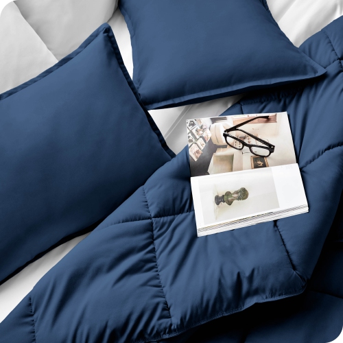 Bare Home Comforter Set - Goose Down Alternative - Ultra-Soft - Hypoallergenic - All Season Breathable Warmth - Full, Dark Blue