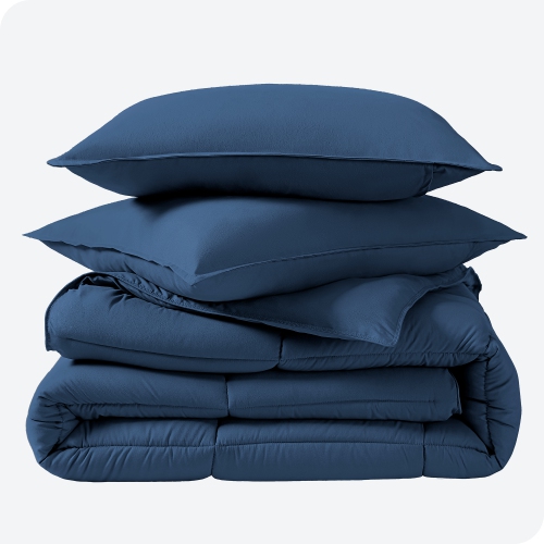 Bare Home Comforter Set - Goose Down Alternative - Ultra-Soft - Hypoallergenic - All Season Breathable Warmth - Full, Dark Blue