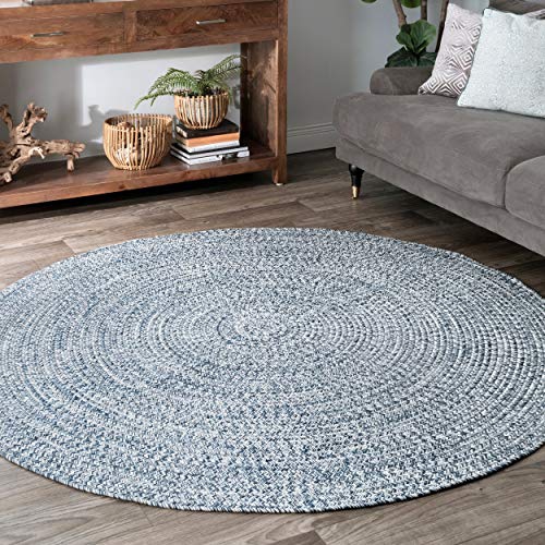 nuLOOM Wynn Braided Indoor/Outdoor Area Rug, 6' Round, Light Blue