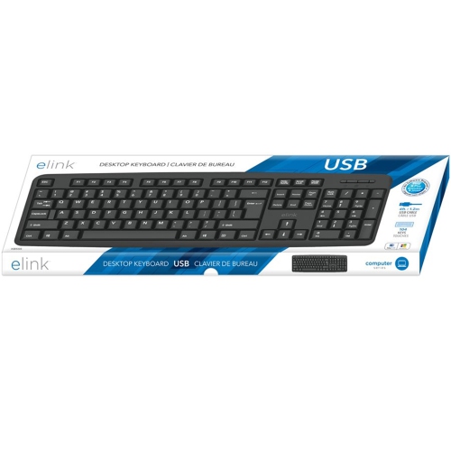 Elink - USB Desktop Keyboard with 104 Keys, 4 Feet Cable, Black